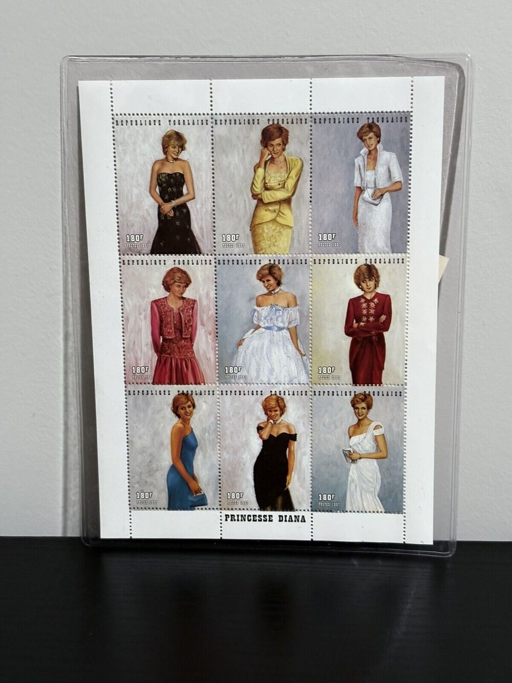 Togo Princess Diana Royal Gowns Plate Block of 9 Stamps w/ Authenticity Cert